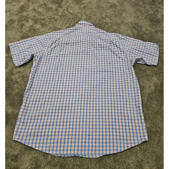 L.L. Bean Men's Plaid Short Sleeve Button-Up Shirt Large Cotton Wrinkle Free - Picture 3 of 6